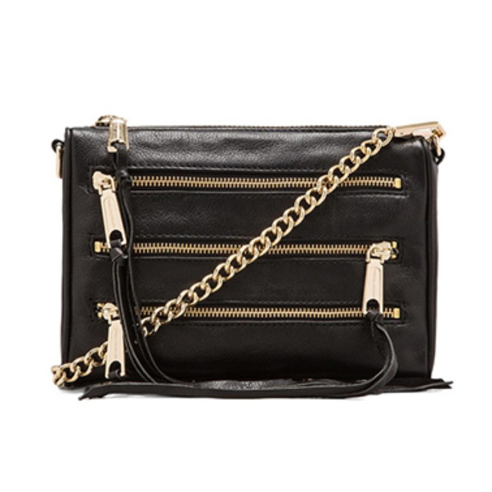 Rebecca Minkoff Mini 5-Zip Clutch, black leather